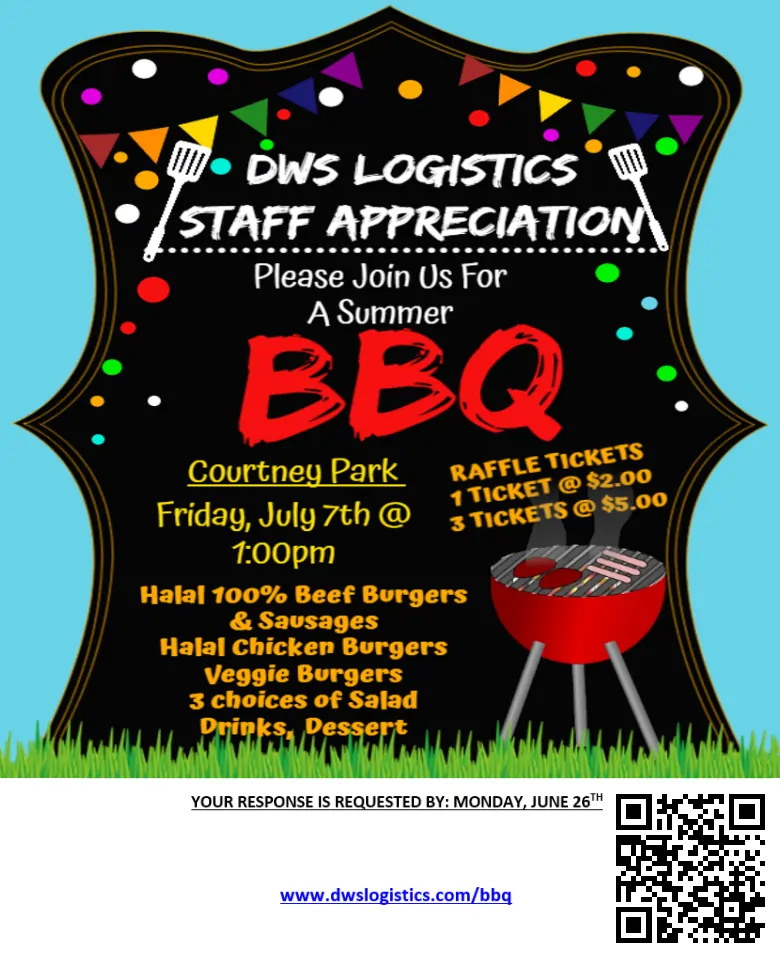 DWS Staff BBQ Poster with QR code