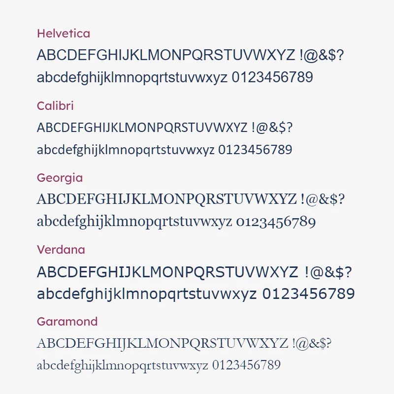 Font Test: Top 20 Fonts